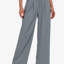 Cicy Bell Womens Wide Leg Dress Pants Elastic High Waist Pleated Work Pants Business Casual Trousers Grey Size Large