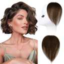 REECHO Human Hair Clip-in Hair Volumizer - 1PC 8 Inch Short Thick Hairpieces for Extra Volume, Easy Clip-in Wig for Thin & Fine Hair -Dark Brown