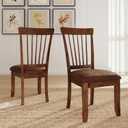 Signature Design by Ashley Berringer Dining Chairs Set of 2, Classic Wood Spindle-Back Design, Cushioned Microfiber Seat, Rustic Finish for Kitchen & Dining Room Chair, Walnut, 2 Count