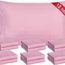 FreshCulture Dusty Pink Pillowcases Queen Size 12 Pack - Bulk Pillowcase Set - Envelope Closure - Soft Brushed Microfiber Fabric - 20x30 Inches Pillow Case Set of 12 for Home, Hotels, Schools