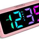Netzu Loud Alarm Clock for Heavy Sleepers, RGB Alarm Clocks for Bedrooms Seniors Kids, Plug in Digital Clock with 5 Dimmers, 2 Alarms, 4 Volumes and Snooze (Pink)