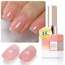 Double Rhythm Translucent Gel Polish Sheer Neutral Natural Light Milky Same Color Same Bottle 15ML Jelly Nail Polish Nail Art DIY at Home (Pink Clear-A1323)