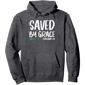 Saved By Grace Bible Verse Christian Faith Jesus Christ Pullover Hoodie M