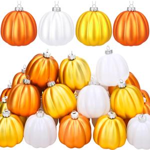 Tigeen 24 Pcs Thanksgiving Pumpkin Hanging Ornaments Fall Mini Pumpkin Hanging Tree Ornaments Ball Decorations for Tree Thanksgiving Harvest Party Halloween Home Decor (Novelty)