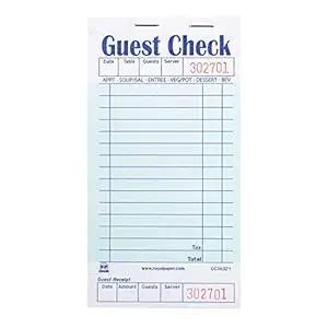 Royal AmerCare Green Guest Check Paper Receipt Book, Carbonless Order Book with 15 Lines, 1 Part Booked, Case of 50 Server Notepad Books