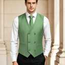 DiBanGu Men's Double Breasted Vest and Tie Set 5PCS (Large)