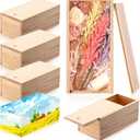 Suzile 6 Pcs Unfinished Wood Boxes with Slide Lid, 7.87 x 3.94 x 3.15 Inches Rectangle Wooden Small Gift Box for Craft DIY Jewelry Bead Organizer(Wood Color)