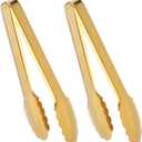2 Pack Gold Serving Tongs Gold Serving Utensils Salad Tongs Buffet Tongs Non-slip & Easy Grip Stainless Steel Gold Plated Buffet Serving Tongs, Salad, Ice, Oven (9.5 Inch) (Gold)