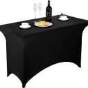6 Pack Spandex Table Covers 6 ft, Stretch/ Fitted Table Covers for 6 Feet Folding Table, Rectangular Spandex Table Cloths for Wedding Party or Event by LZY (Black)