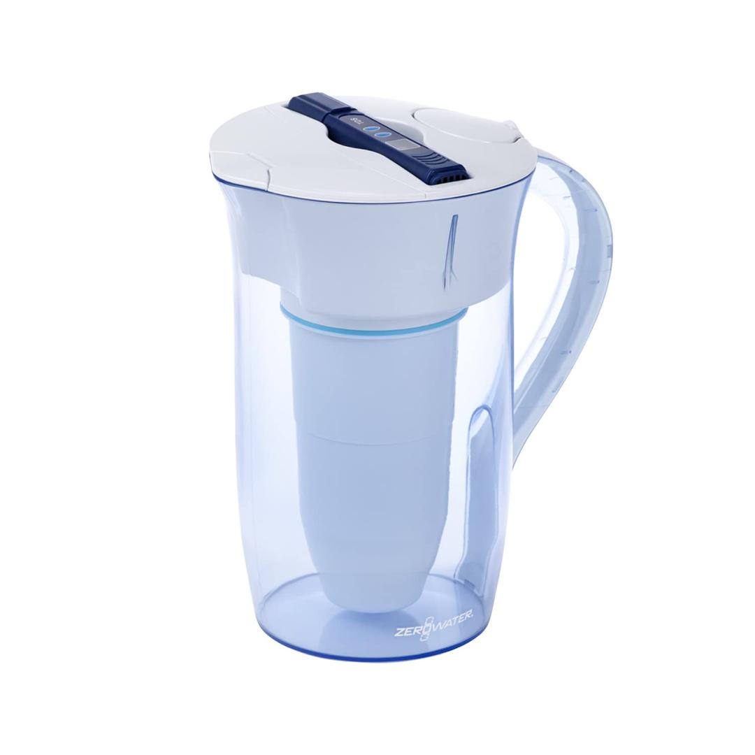 ZeroWater 10-Cup Round 5-Stage Water Filter Pitcher Dispenser with 5-Stage 0 TDS Zero Water Filter IAPMO Certified to Reduce Metals, Chlorine, Lead, Chromium, and Forever Chemicals PFOA/PFOS
