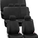 FH GRO Car Seat Covers PU Leather 3 Row 8 Seater Car Seat Covers, Airbag Compatible and Split Bench - Fit Most Car, Truck, SUV, & Van Solid Black
