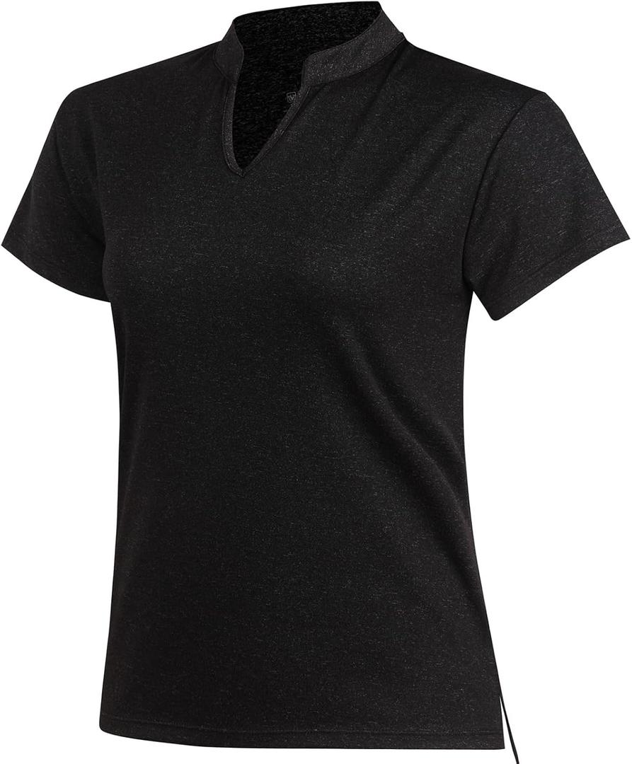 Women Golf Tennis Shirts,Athletic Women T-Shirts V-Neck Tops Short Sleeve Collarless Shirts (XL)