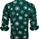 Hi-Tie Mens Christmas Dress Shirts Long Sleeve Casual Ugly Santa Claus Button Down Xmas Shirts for Men Party Holiday (Green, XXL)