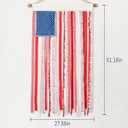 4th of July Decorations - Vintage American Flag 4 x 2.3 Ft Rustic Rag Ribbon Flag Banner - Patriotic Flag & Independence Day Decor for Home Mantel Party Vintage 4th of July Decorations for Outside Yard Porch
