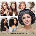 Satin Bonnet Silk Bonnet for Sleeping Women and Men, Ajustable Hair Bonnet for Curly Hair with Double Layer Hair Bonnet,Black - Black,Medium