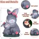 Easter Decorations Easter Bunny Rabbit Birthday Gifts for Mom Women Garden Dcor Solar Statues for Outdoor Outside Sculptures Front Lawn Yard Ornaments Mothers Day Christmas