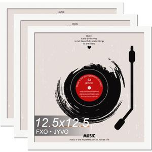 Fxojyvo Vinyl Record Frame for the Wall Display Album Cover, White 12.5 x 12.5 Frame for any 12 Inch LP Record with Cover - 3 Packs/White