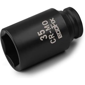 1/2" Drive Deep Impact Socket, 35mm Metric Socket, Axle Nut Socket CR-MO 6 Point for Easy Removal of Axle Shaft Nuts
