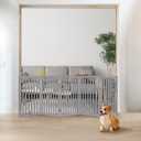 unipaws 36H Free Standing Pet Gate for Dogs and Cats, Tall Wooden Dog Gates for Doorway, Stairs, Dog Room Divider, Foldable Pet Fence for The House, Expandable Barrier, Indoor Use, Grey