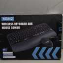 Wireless Keyboard and Mouse Combo, Wave Keys Full-Sized Ergonomic Keyboard with Cushioned Plam Rest, Phone Holder, Comfortable Natural Typing, 2.4G Cordless Set for Computer, Laptop, PC, Mac, Windows (Black)