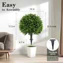 Chillchard Artificial Boxwood Topiary Outdoor Plants with Spike, 2 Pack Faux Bushes UV Resistant Fake Shrubs for Front Porch Dcor