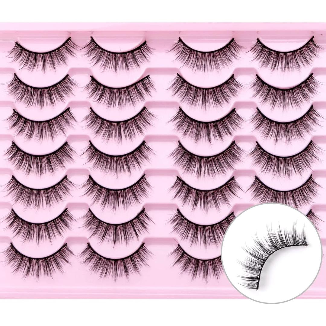 SQY Lashes Natural Cat Eye Lashes Wispy False Eyelashes Short - 14 Pairs, G80