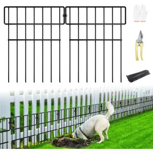 25 Panels No Dig Animal Barrier Fence  17" H x 20.6 Ft L Rustproof Metal Garden Fence Border, Outdoor Dog & Rabbit Fence to Stop Digging Underneath, Small Pet Fencing for Yard, Lawn & Flower Beds