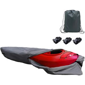 LC LICTOP 420D Canoe Cover Sunlight Proof Coating Waterproof Kayak Cover All-Weather Marine Grade Polyester Fabric Boat Protective Sleeve Cover Fit for Up to 10Ft Length, Grey (Gray) LC LICTOP 420D Canoe Cover Sunlight Proof Coating Waterproof Kayak Cover All-Weather Marine Grade Polyester Fabric Boat Protective Sleeve Cover Fit for Up to 10Ft Length, Grey (Gray)