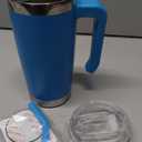 Mollcity Kids Insulated Tumbler with Handle Stainless Steel Double Wall Vacuum Travel Coffee Mug with Lid and Straw 20 oz Tumbler Cups with Silicone Pad Non Slip (Sky Blue)