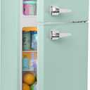 West Bend Mini Fridge with Freezer for Bedroom, Office, Bar or Dorm Room, Retro Compact Refrigerator features Glass Shelves, Manual Defrost and Adjustable Temperature Control, 3.1-Cu.Ft., Green