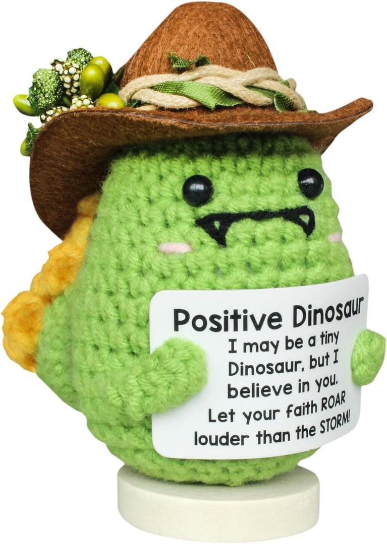 mini Positive Dinosaur Crochet Dinosaur Gift for Adults mini Dinosaur Figures Dinosaur Stuff,Kids Son Daughter mom Boy Girl Birthday Gifts