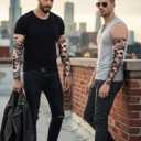 Boao 20 Pcs Men's Cooling Arm Sleeves Long Fingerless Arm Cover Anti Slip UV Protection Sun Temporary Tattoo Sleeves (XS)