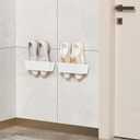 2-Pack Wall Mounted Shoe Rack with Sticky Strips, Space Saving Hanging Shoe Rack, No-Drill Hanging Shoe Shelves, Ideal for RV, Campers, Door, Wall, Closet - White