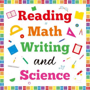Reading Math Writing and Science Bulletin Board Set Core Subjects Decoration Math Book Paper Cutouts for Elementary Back to Wall Decor
