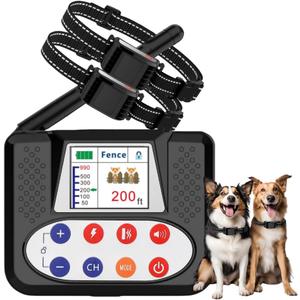 Wireless Dog Fence System, Electric Fence with Big LCD Color Screen, Portable Wireless Pet Fence with Remote Training Collar, Dog Perimeter Fence, Adjustable Suitable for All Dogs (for 2 Dogs)