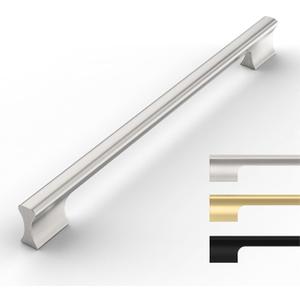 10 Pack Satin Nickel Cabinet Handles - 10 Inch Kitchen Pulls for Cabinets and Wardrobes (10"/254MM Hole Center, Brushed Satin Nickel)