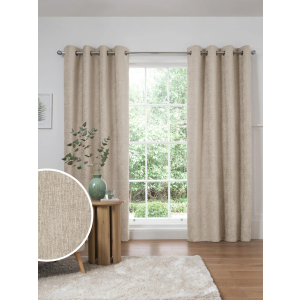 Natural Heavyweight Chenille Eyelet Lined Curtains 56x84" Pack of 2