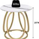 O&K FURNITURE Gold Side Table for Living Room, Round End Table with Metal Frame, Contemporary Nightstand, Bedroom & Home Office, 1PC, 23.62 inches x 23.62 inches x 25 inches
