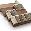 Tinamo Acacia Wooden Spice Rack Organizer for Cabinet - Spice Drawer Insert, Spice Organization for Cabinet, Seasoning Organizer, Spice Holder Pack of 4 (Walnut, Pack 4)