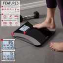 Taylor Digital Glass Body Composition Scale - Measures Body Fat, Water, Muscle Mass - Athlete Mode, 8-User Recognition, 500 lb Capacity, Black