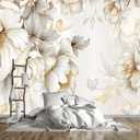 Light-Colored Floral Bedroom Peel-and-Stick Wallpaper-96 x137