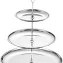 uxcell 1 Set 3-Tier Cupcake Stand Holder, Round Tiered Serving Tray Stainless Steel Cup Cake Stand for Dessert Fruit Table Birthday Party Decoration Display, Silver