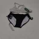 Blooming Jelly Women's Bikini Set Two Piece Swimsuit Triangle Top String Mid Rise Bottom Cheeky Bathing Suit (Medium, Striped and Black)