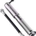 Pro Bike Tool Mini Bike Pump with Gauge - Compact and Portable Bicycle Tire Pump for Fast Inflation - Durable Bicycle Pump Compatible with Presta and Schrader Valves - Essential Mini Bike Accessories (Titanium)