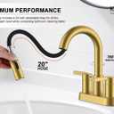 KENES Brushed Gold Centerset Bathroom Faucet with Pull Out Sprayer, 4 Inch 2 Handle Pull Down Bathroom Faucet 3 Hole, Bathroom Sink Faucet with Pop Up Drain & Supply Lines LJ-9069-4