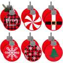 Hushee 12 Pcs Christmas Ball Pot Holders with Pocket Xmas Ball Shaped Pot Holders Kitchen Hot Pads Oven Mitts Cookie Bag Cute Heat Resistant Oven Gloves for Kitchen Baking Cooking Holiday Decor