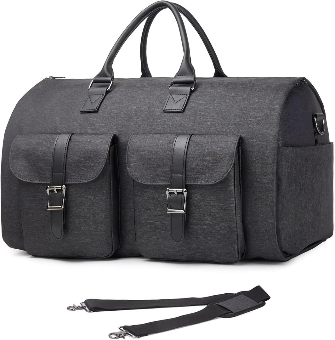seyfocnia Convertible Travel Garment Bag,Carry on Garment Duffel Bag for Men Women - 2 in 1 Hanging Suitcase Suit Business Travel Bag (Grey)