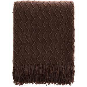 BATTILO HOME Dark Brown Throw Blanket for Couch, Boho Throw Blanket for Home Decor, Decorative Chocolate Knit Throw Blankets for Chair Sofa, Bed, 50"x60"