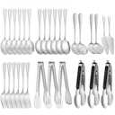 ZLMTZDJD 30pcs Stainless Steel Serving Utensils Set for Parties& Buffets, Catering, Banquets, Weddings and Events (Silver)