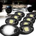 Rock Lights with 15ft Cables - IP68 Waterproof, 6000K Pure White Lights for Off-Road Trucks, Jeeps, Jeep, RV, UTV, ATV, Boat, Tractor